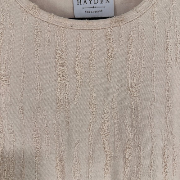 Hayden Los Angeles Textured Eyelash Stripe T-Shirt Dress Womens Medium Peach - Picture 3 of 7